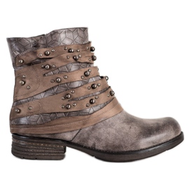 Queentina Botas cómodas con adornos gris Queentina Botas cómodas con adornos gris