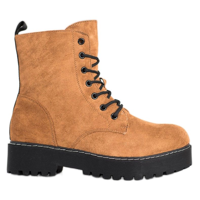 SHELOVET Trappers de gamuza en la plataforma marrón