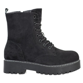 SHELOVET Trappers de gamuza en la plataforma negro SHELOVET Trappers de gamuza en la plataforma negro