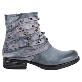 Queentina Botas cómodas con adornos gris