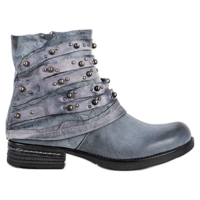 Queentina Botas cómodas con adornos gris