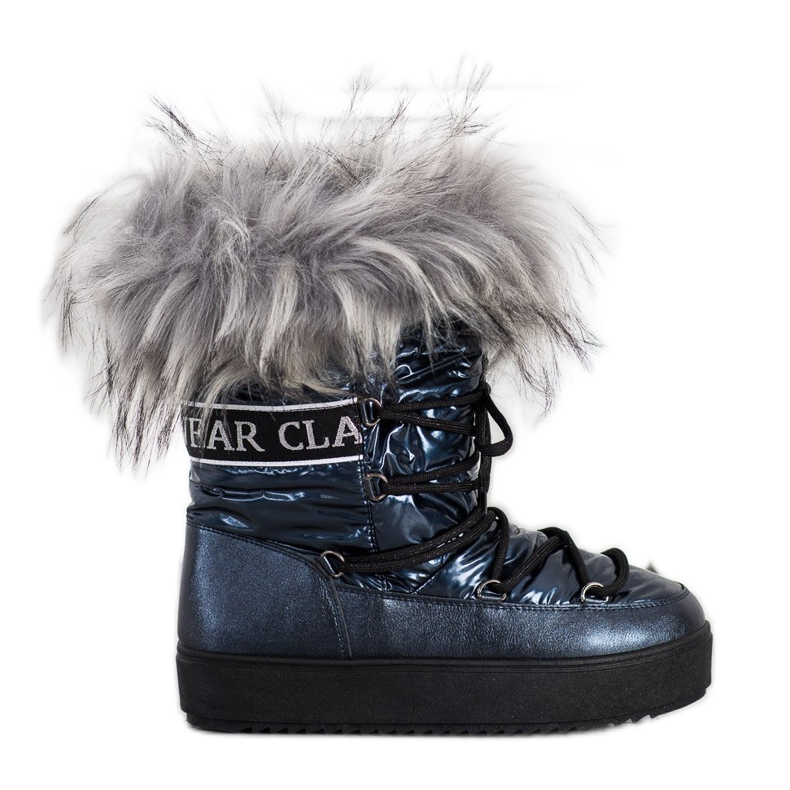SHELOVET Botas de nieve con piel azul marino azul