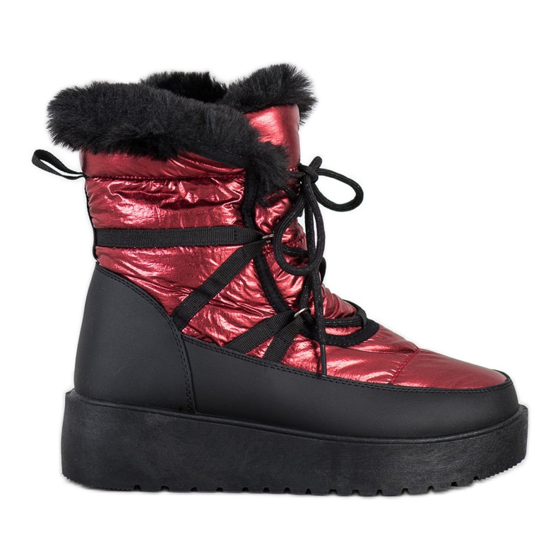 SHELOVET Botas de nieve en la plataforma negro rojo
