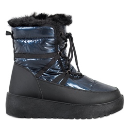 SHELOVET Botas de nieve en la plataforma negro azul SHELOVET Botas de nieve en la plataforma negro azul