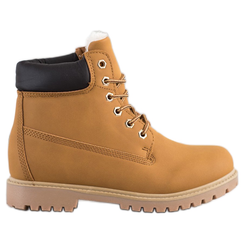 SHELOVET Botas de montaña cálidas con cuero ecológico marrón