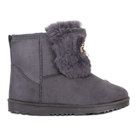 Queentina Mukluki cálido con adorno gris Queentina Mukluki cálido con adorno gris