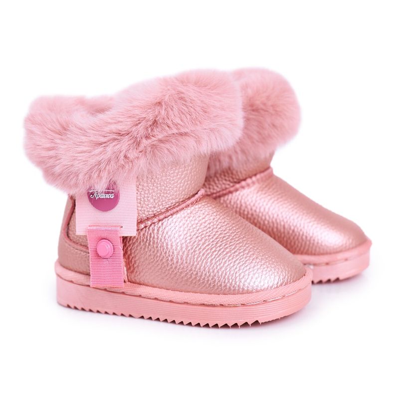 Apawwa Botas de nieve para niños Marella rosa cálido con pelo rosado Apawwa Botas de nieve para niños Marella rosa cálido con pelo rosado