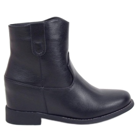 Negro Botas con tacón de cuña oculto 8003 Negro