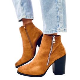 Camel TX-1873 Botas de tacón ancho camel marrón