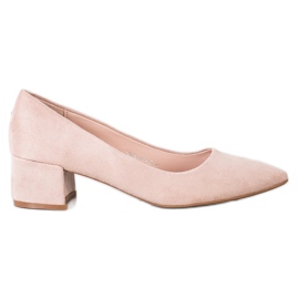 SHELOVET Bombas en tacón bajo beige rosa
