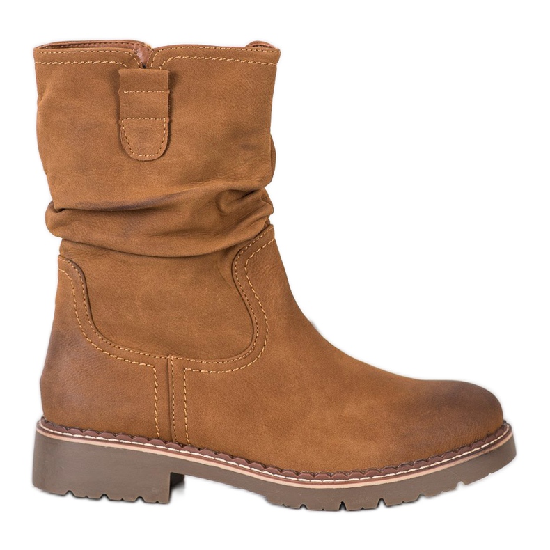 Super Mode Botas con parte superior con volantes marrón