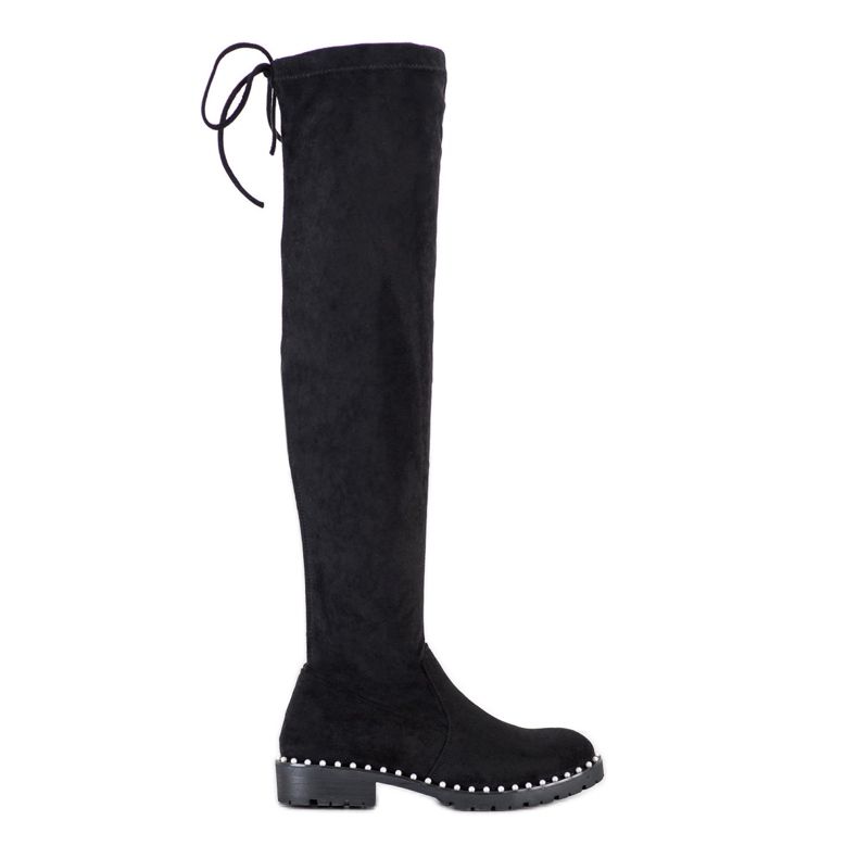 SHELOVET Botas mosqueteras con perlas negro