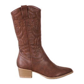 SHELOVET Botas vaqueras con estampado marrón