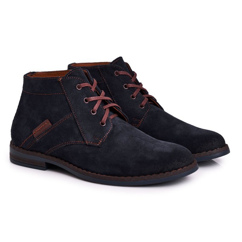 Botas de cuero para hombre Bednarek Botas azul marino marrón