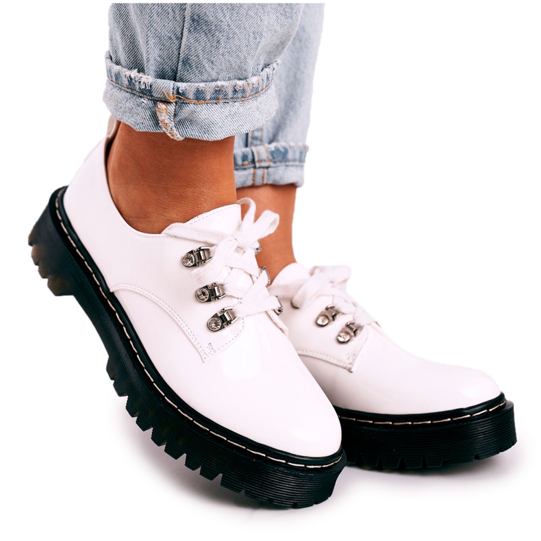 S.Barski Zapatos Oxford para mujer en la plataforma S. Barski HX15 Lacado Blanco