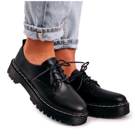 Zapatos oxfords clásicos para mujer en la plataforma S.Barski HX62 negra negro