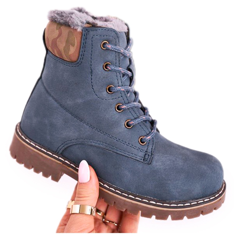 Apawwa Botas para niños Trappers Warmed With Fur Blue London beige marrón azul marino