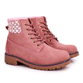 Apawwa Botas para niños Trappers con aislamiento de piel Pink Forest rosado
