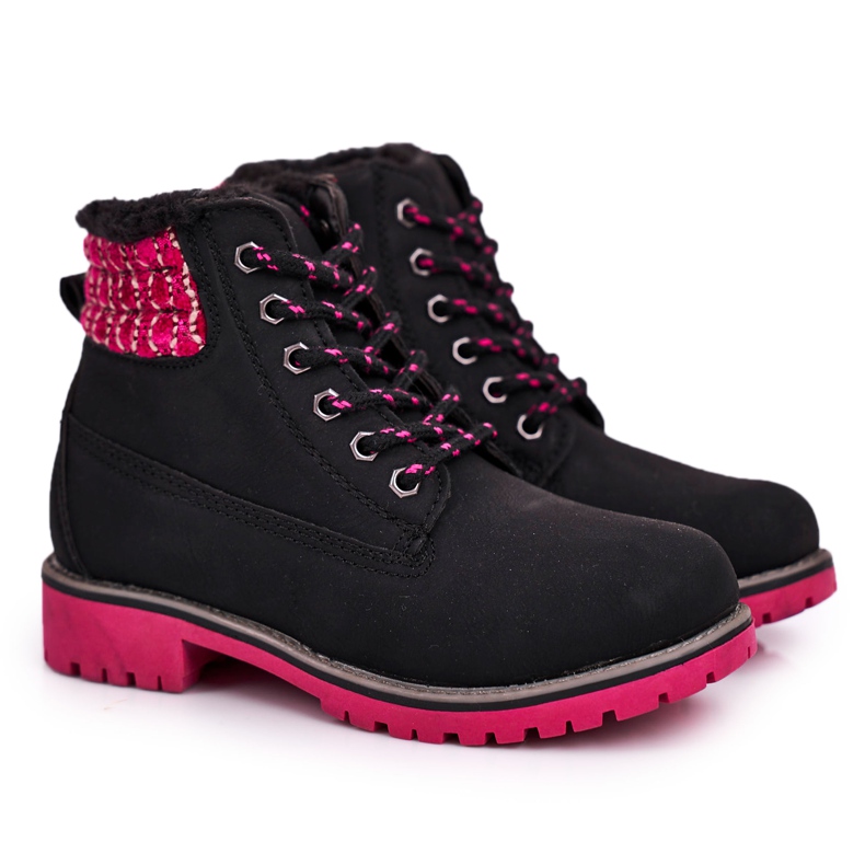 Apawwa Botas Infantiles Trappers Aisladas con Piel Selva Negra negro rosado Apawwa Botas Infantiles Trappers Aisladas con Piel Selva Negra negro rosado