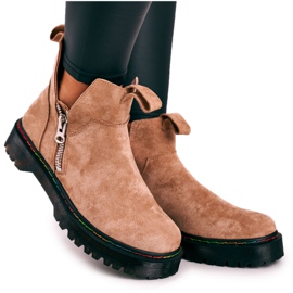 Botines chelsea de mujer con pespuntes de colores ante beige Addison
