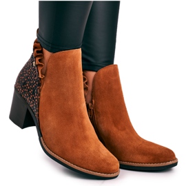 Botas de mujer de piel con tacón alto Maciejka Red 04833 marrón