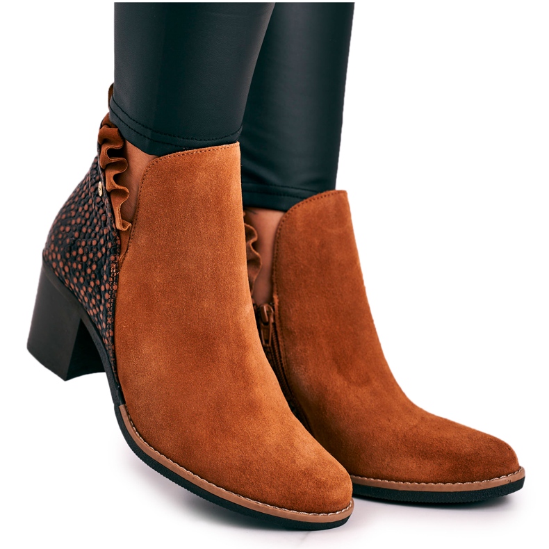 Botas de mujer de piel con tacón alto Maciejka Red 04833 marrón