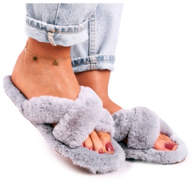 FJ1 Pantuflas De Piel Para Mujer Gris Cozy Time FJ1 Pantuflas De Piel Para Mujer Gris Cozy Time