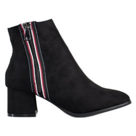 Daszyński Botas de ante con cremallera decorativa negro