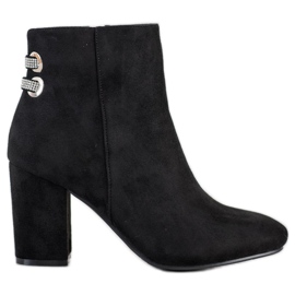 SHELOVET Botas elegantes con zirconia cúbica negro