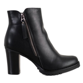SHELOVET Botas en un poste con una cremallera decorativa negro