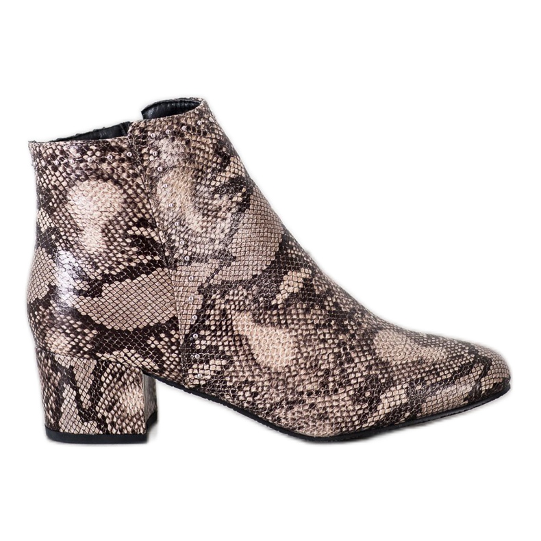 SHELOVET Bota con estampado de serpiente beige marrón