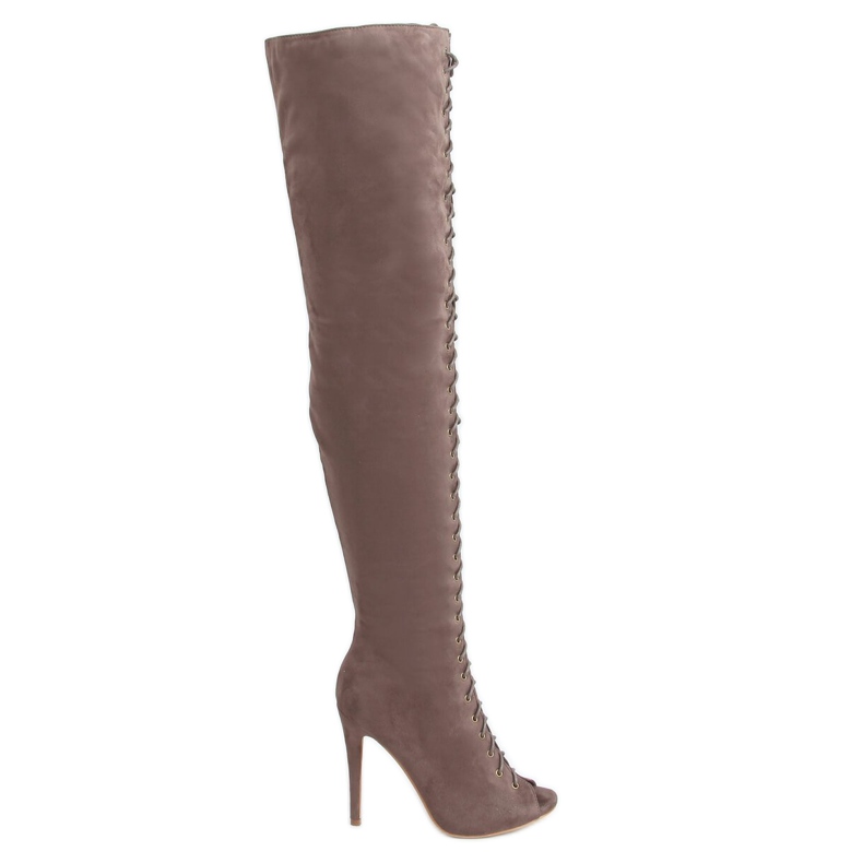 Botas sobre la rodilla punta abierta khaki JM-67 Khaki beige