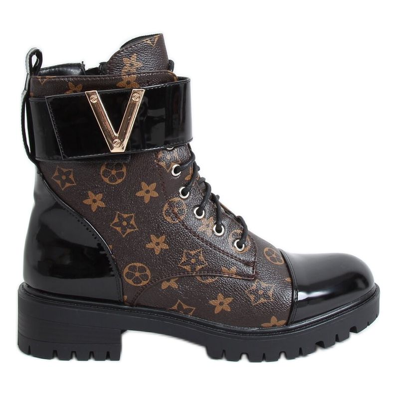 Botas con cordones para mujer NC1073 Negro marrón