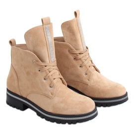 Botas de mujer con cordones beige NC1035 Khaki plata