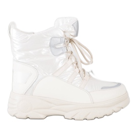 SHELOVET Botas de nieve deportivas cálidas blanco plata