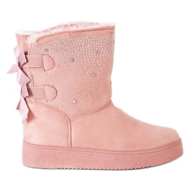 Small Swan Mukluki con cristales rosa