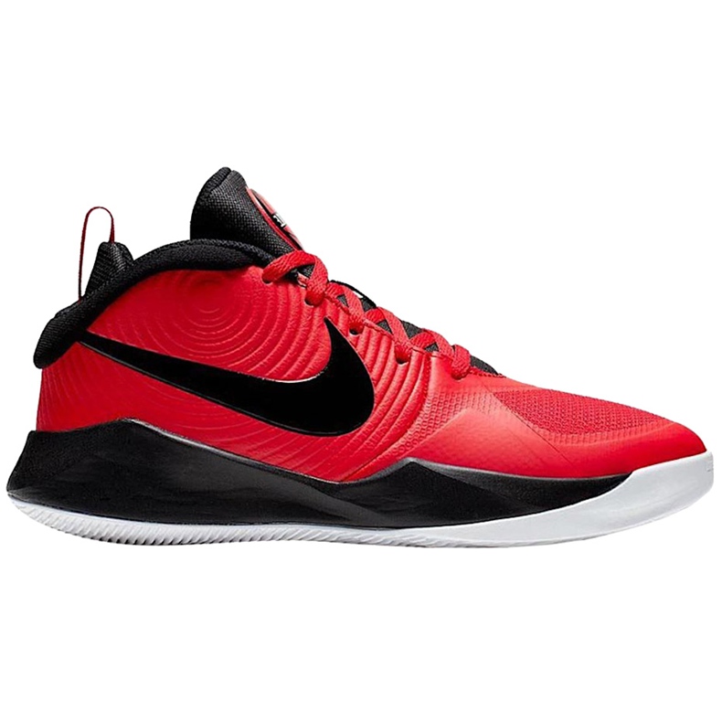 Zapatillas Nike Team Hustle rojas y negras AQ4224 600 para niños negro rojo