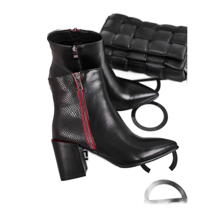 S.Barski Botas negras de mujer Black Lippi negro rojo