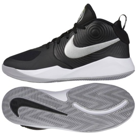 Calzado de baloncesto Nike Team Hustle D 9 (GS) Jr AQ4224 001 blanco, blanco, negro negro