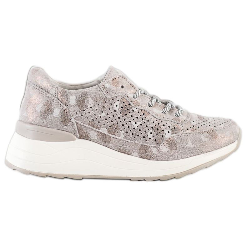 Goodin Zapatillas de cuero con estilo beige marrón dorado