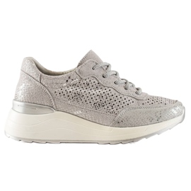 Goodin Zapatillas de cuero con estilo plata gris