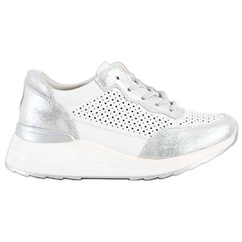 Goodin Zapatillas de cuero con estilo blanco plata
