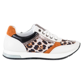 Kylie Zapatillas de moda beige blanco marrón naranja dorado