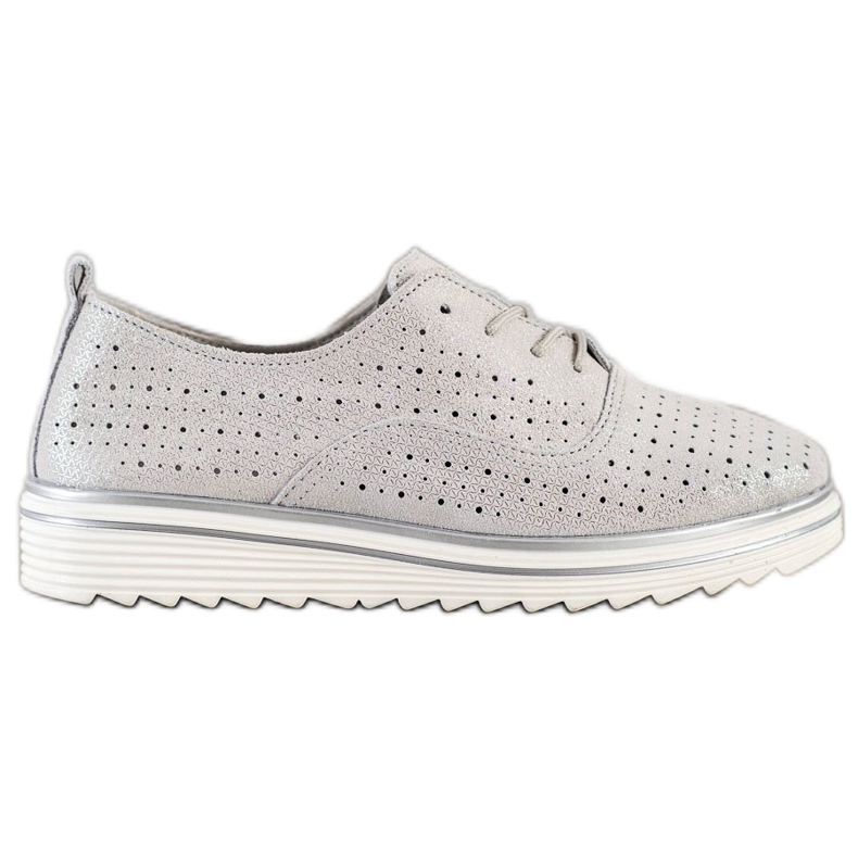 Goodin Calzado de cuero calado beige