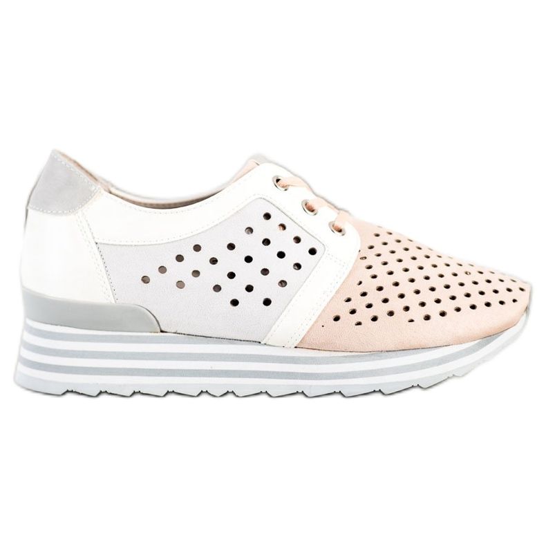Aclys Zapatillas caladas blanco rosado gris Aclys Zapatillas caladas blanco rosado gris