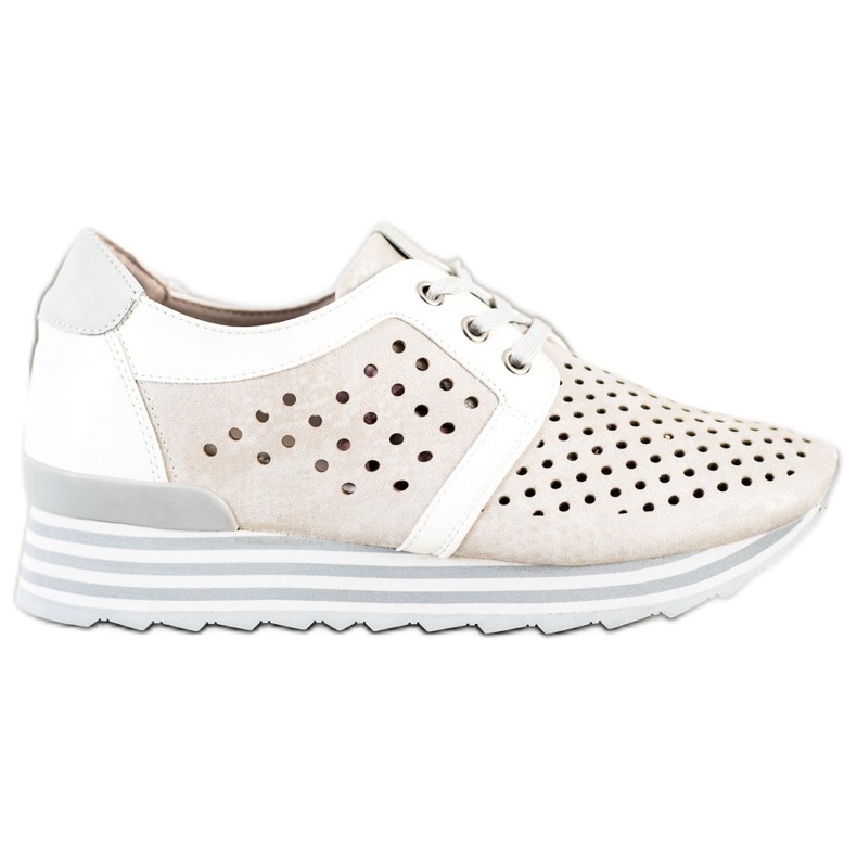 Aclys Zapatillas caladas beige blanco gris
