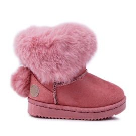 FRROCK Botas de nieve para niños con piel rosa Kiks