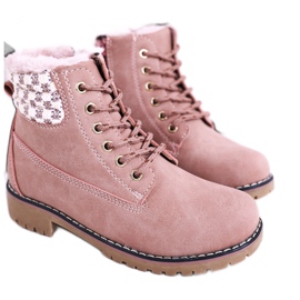 Apawwa Botas para niños Trappers con aislamiento de piel Pink Forest rosa