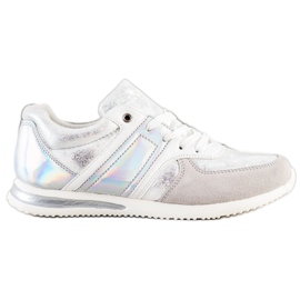 Goodin Zapatos deportivos con estilo blanco plata gris