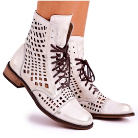 Nicole Botas de mujer de piel calada blanca Abigail blanco